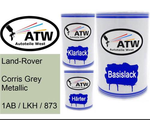 Land-Rover, Corris Grey Metallic, 1AB / LKH / 873: 500ml Lackdose + 500ml Klarlack + 250ml Härter - Set, von ATW Autoteile West.